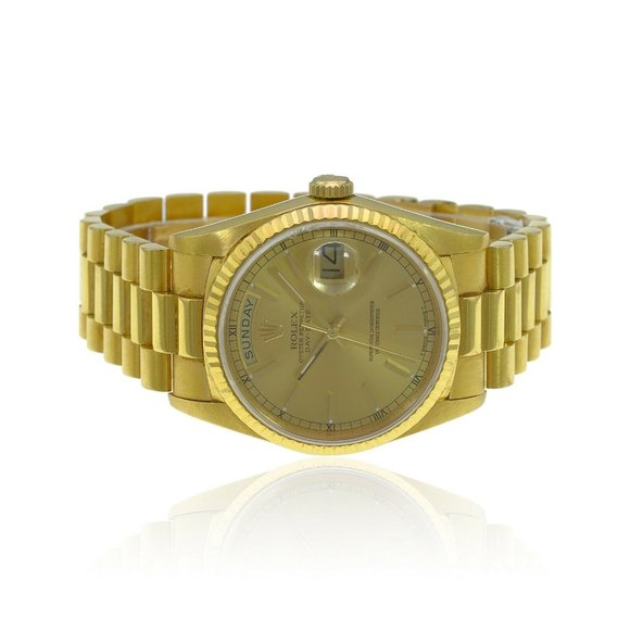 Rolex Mens Day-Date President Watch 18KY Solid Gold Champagne Dial 18238 MINT - Picture 6 of 11